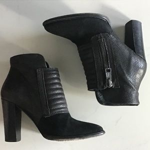 All Saints black suede leather 4” heel ankle boot sz. 37 (6)